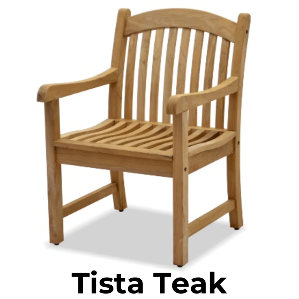 Komodo Teak 7pc Outdoor Dining Set (Teak 70" Round Table w Built-in Lazy Susan with 6 Teak Tista Armchairs