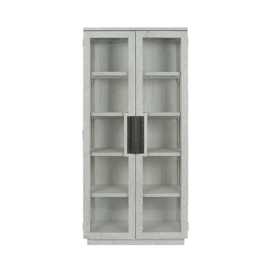 Larson Display Cabinet 82" Distressed Ivory