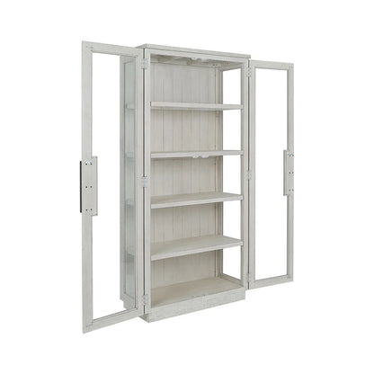 Larson Display Cabinet 82" Distressed Ivory