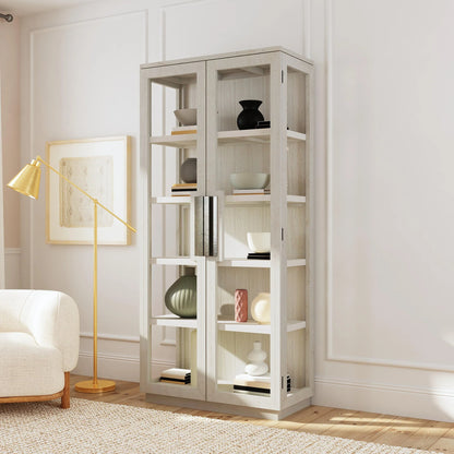 Larson Display Cabinet 82" Distressed Ivory